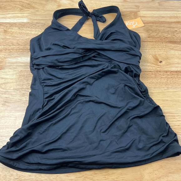 Kona Sol Swim Kona Sol Womens Black Wrap Halter Tankini Size Medium